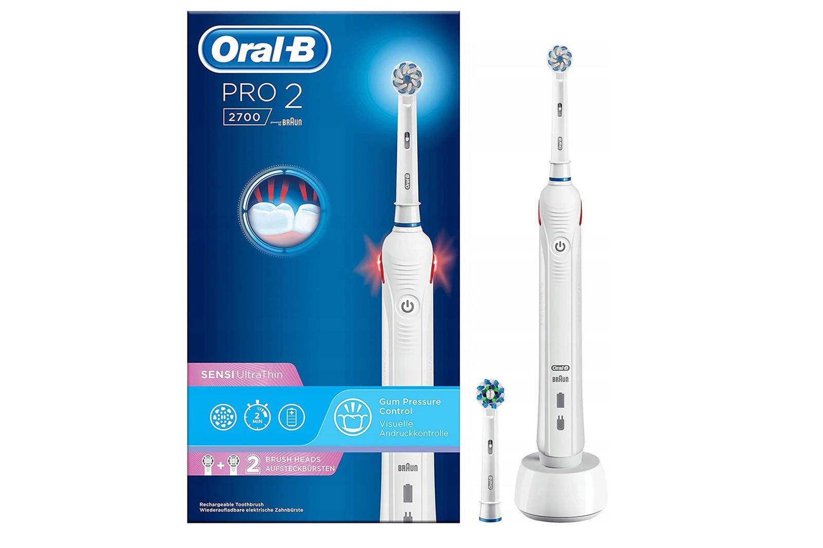 New Oral-B Pro 2 2700 Sensi UltraThin Cross Action Electric Toothbrush